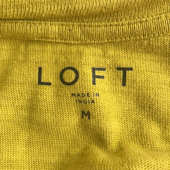 LOFT Top Womens Small Yellow Green Short Sleeve 100% Slub Cotton Terry Knit - Picture 5 of 10